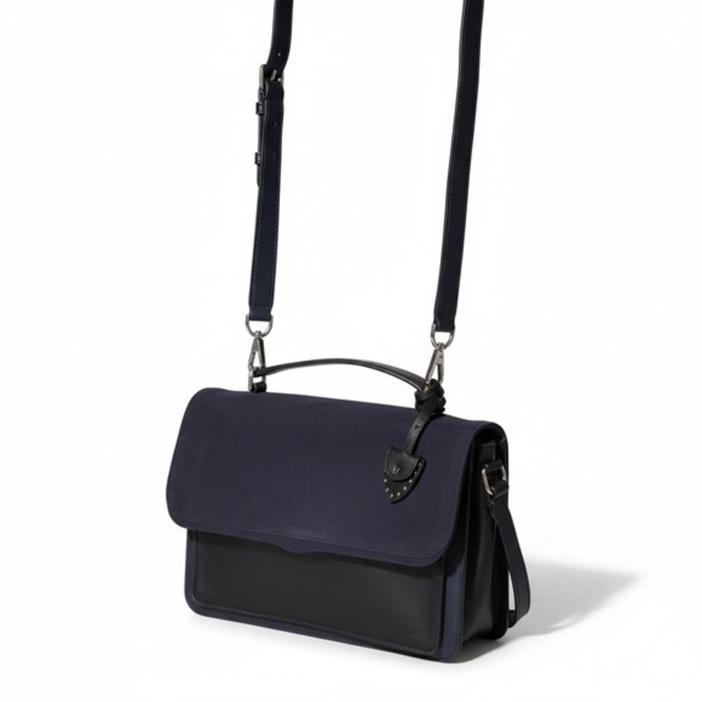Rebecca Minkoff Crossbody Bag Women‎ Navy Blue Suede Leather Satchel